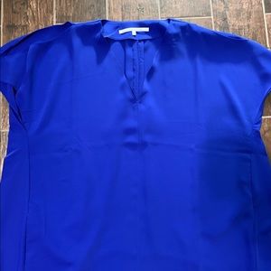 Royal blue hi-lo cold shoulder dress